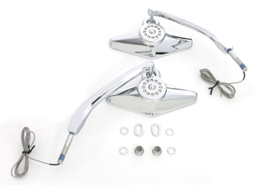 Diamond Shape Mirror Set with Billet Stems