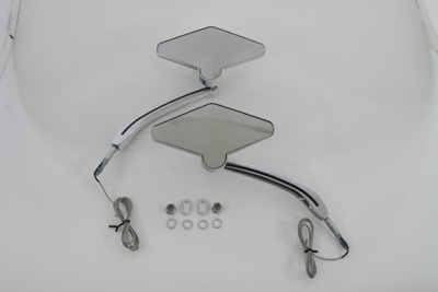 Diamond Shape Mirror Set with Billet Stems