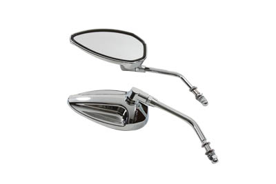 Crossback Oval Mirror Set with Steel Stems for Harley Customs