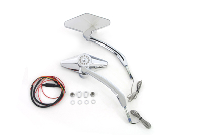 Diamond Shape Mirror Set with Billet Stems
