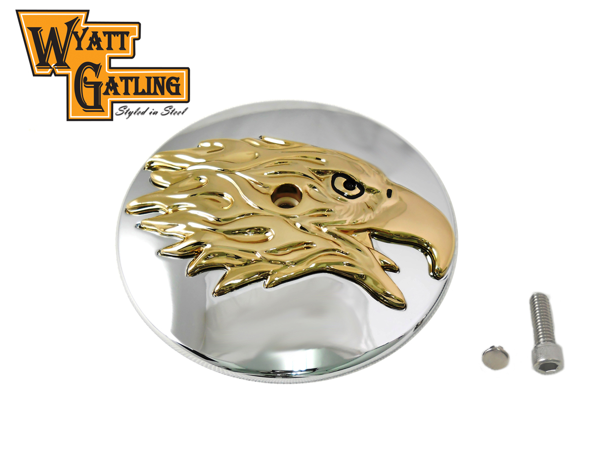 Gold Round Eagle Air Cleaner Chrome Cover Insert 1999-UP BT