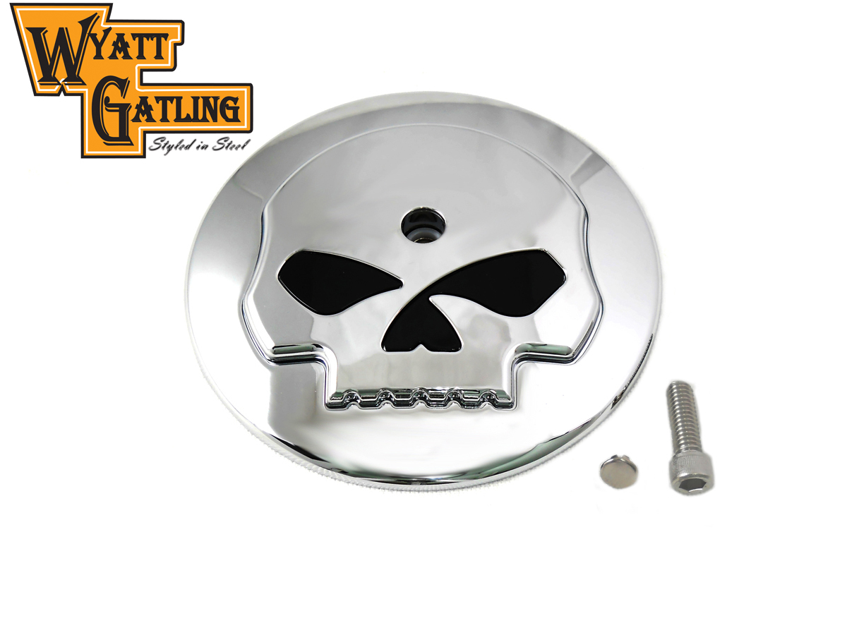 Skull Air Cleaner Cover Insert Chrome for 1999-UP Big Twins