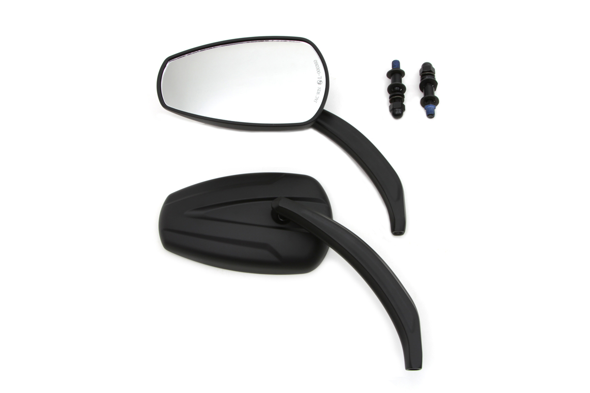 Black Tear Drop Mirror Set with Billet Stems