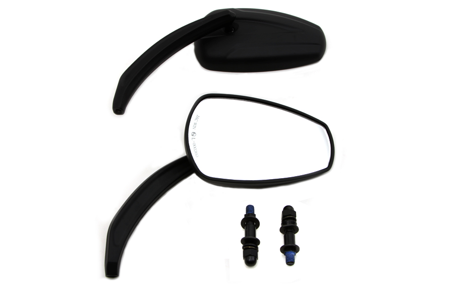 Black Tear Drop Mirror Set with Billet Stems