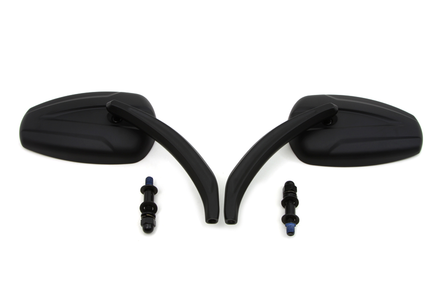 Black Tear Drop Mirror Set with Billet Stems