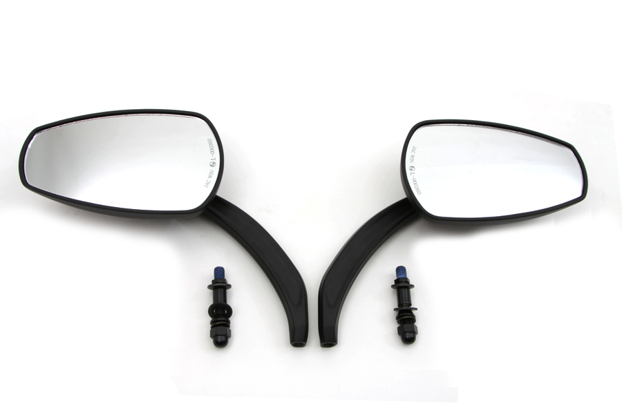 Black Tear Drop Mirror Set with Billet Stems