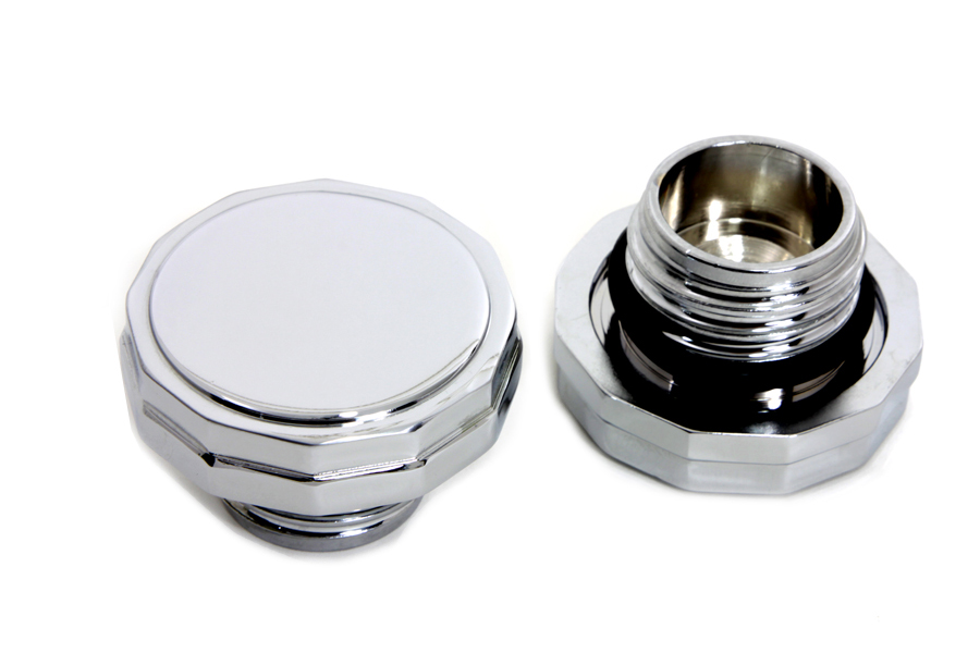 Chrome Hexagon Style Vented and Non-Vented Gas Cap Set