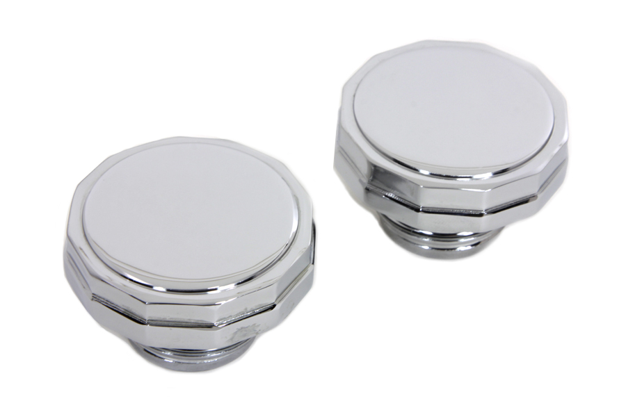 Chrome Hexagon Style Vented and Non-Vented Gas Cap Set