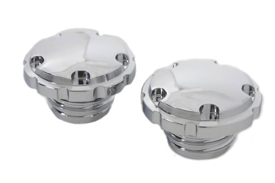 Chrome Techno Style Vented and Non-Vented Gas Cap Set