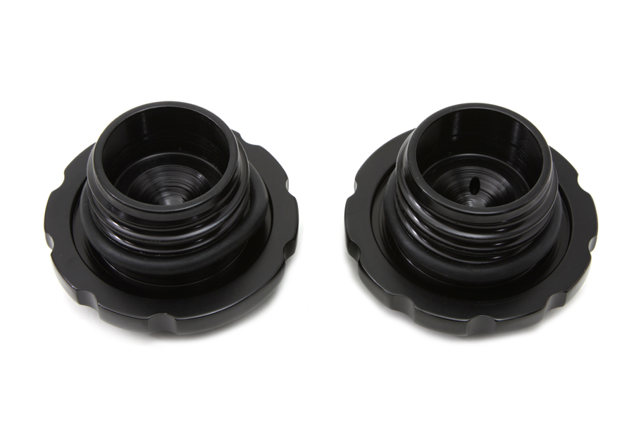 Black Techno Style Vented and Non-Vented Gas Cap Set