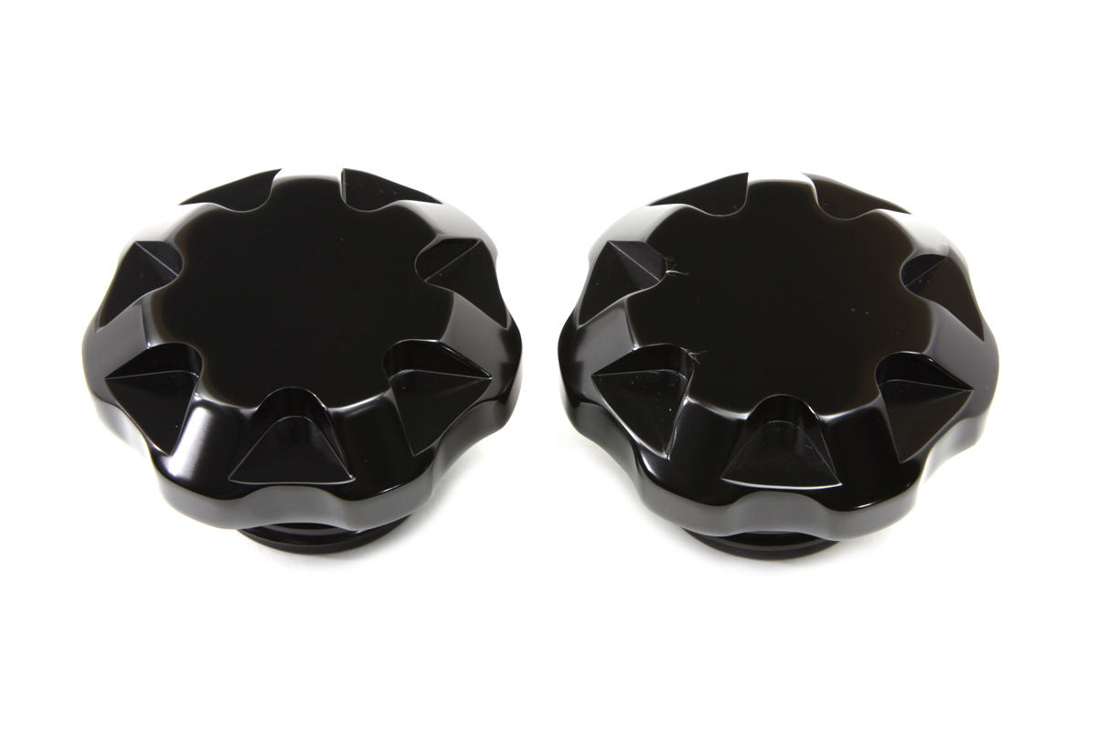 Solid Black Techno Style Gas Cap Set Vented and Non-Vented