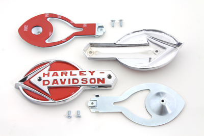 Gas Tank Emblems with Red Lettering