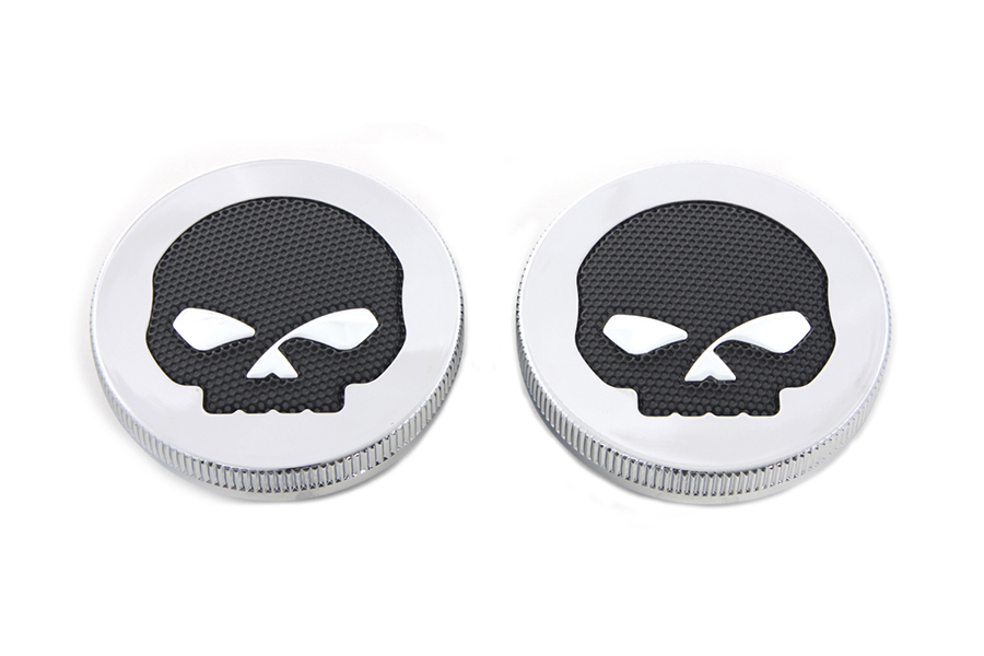 Chrome Skull Style Vented and Non-Vented Gas Cap Set