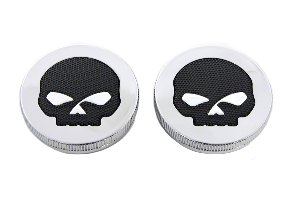 Chrome Vented and Non-Vented Skull Style Gas Cap Set