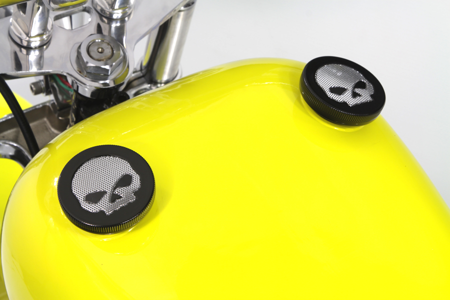 Black Skull Style Vented and Non-Vented Gas Cap Set