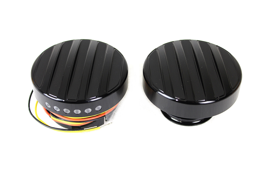 Black LED Ribbed Style Fuel Gauge and Screw Cap Set