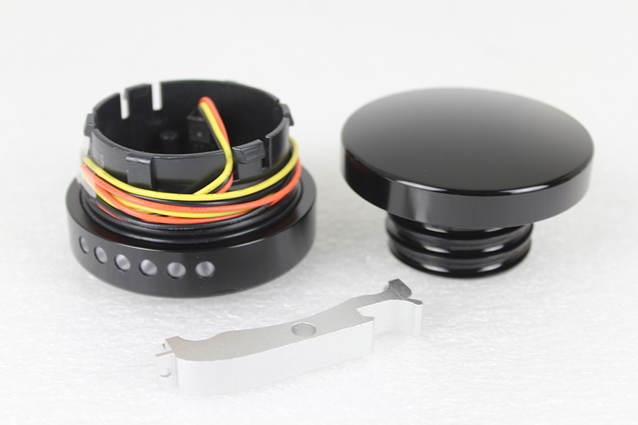 Black LED Smooth Style Fuel Gauge and Screw Cap Set