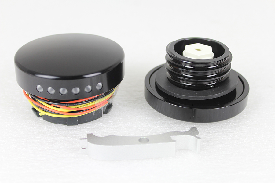 Black LED Smooth Style Fuel Gauge and Screw Cap Set