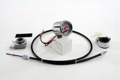 Mini 48mm Speedometer with 2:1 Ratio White Face w/ LED