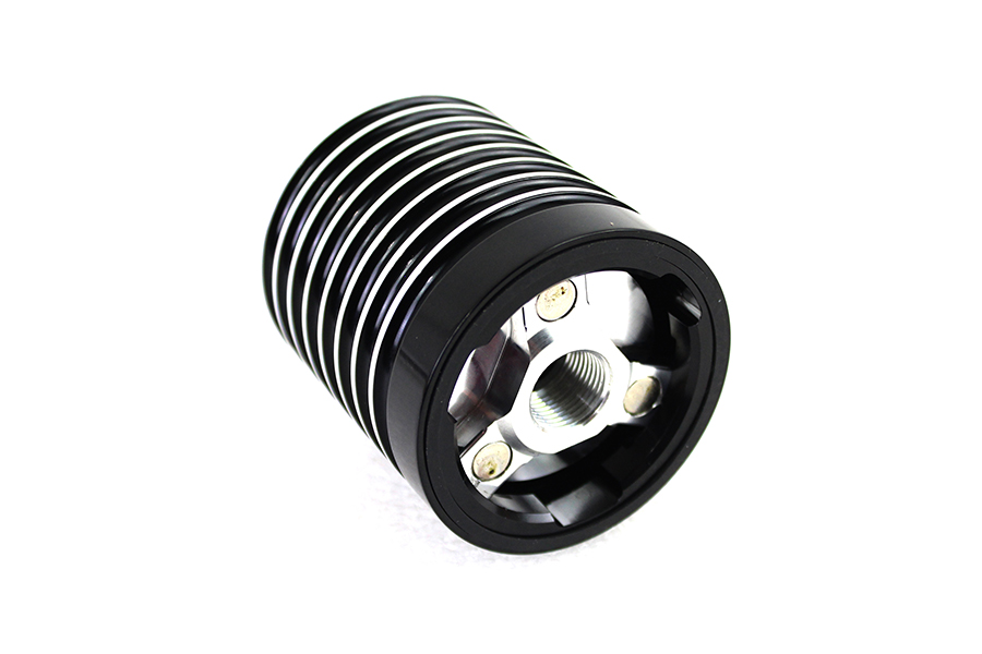 Finned Black Anodized Oil Filter Kit with Raw Accents