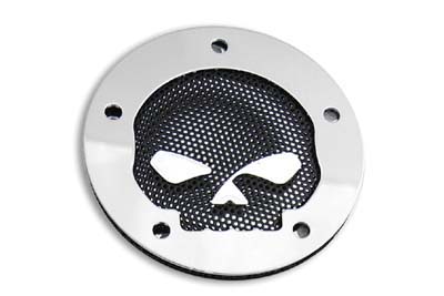 Black Mesh Skull Chrome Ignition System Cover 1999-UP Big Twins