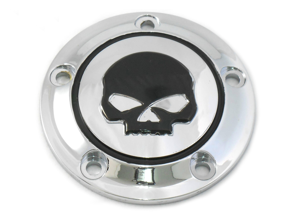 Black Skull Chrome Point Cover for 1999-UP Big Twins