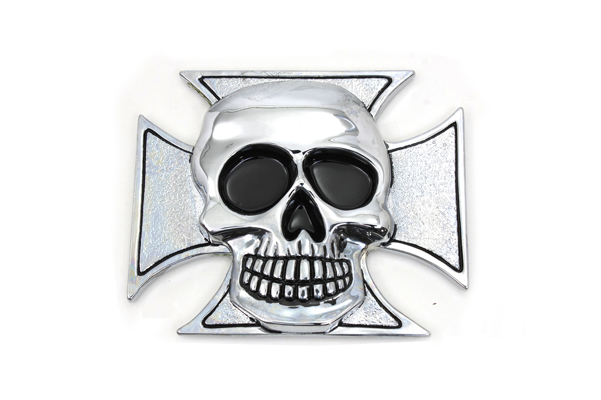Pewter Maltese Cross with Skull Emblem