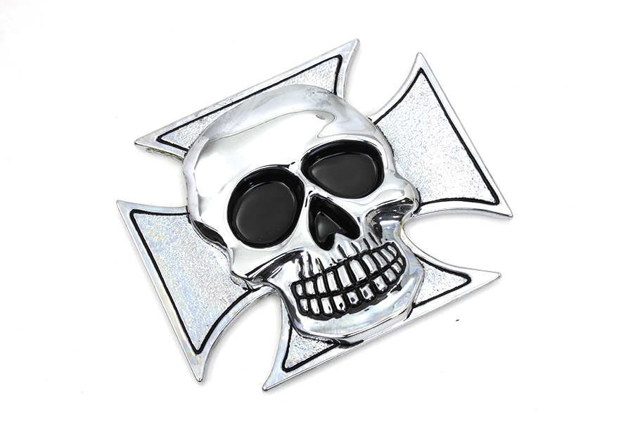 Pewter Maltese Cross with Skull Emblem