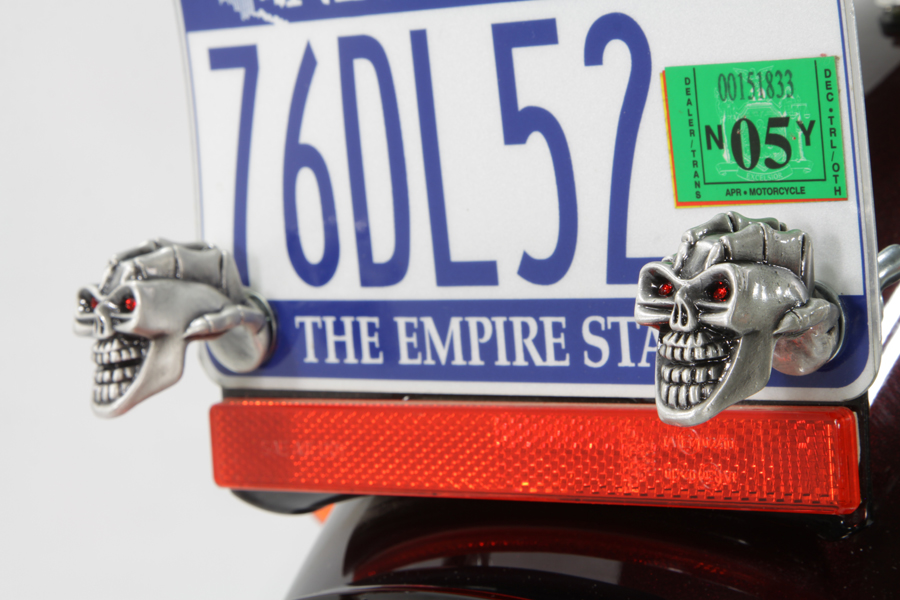 Skull with Skeleton Hand License Plate Topper Set
