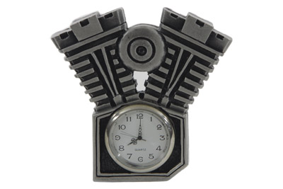 V-Twin Pewter Motorcycle Clock 3-1/2 Tall