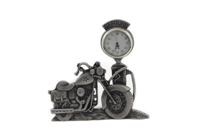 V-Twin Pewter Motorcycle Clock 4-1/2 Tall