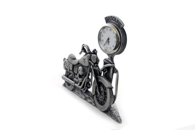 V-Twin Pewter Motorcycle Clock 4-1/2 Tall