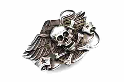 Skull with Wings Belt Buckle