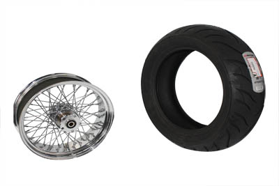 16" 60 Spoke Tire Kit Chrome for Harley 1986-1999 FXST Softail