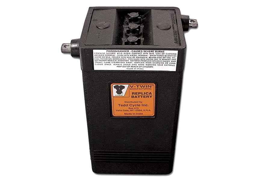 Tall H-2 6 Volt Battery w/ Small Terminal for 1929-64 Harley Big Twins